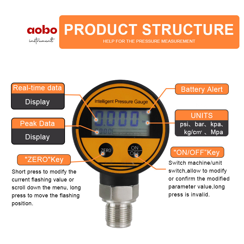 New Type 0-100MPa M14*1.5 intelligent manometer Digital Oil Pressure Gauge Digital Meter