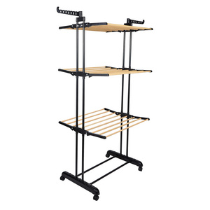 3-Tier Movable Clothes Dryer Airer  laundry drying racks storage holder & rakcs Movable Folding Laundry Hanger