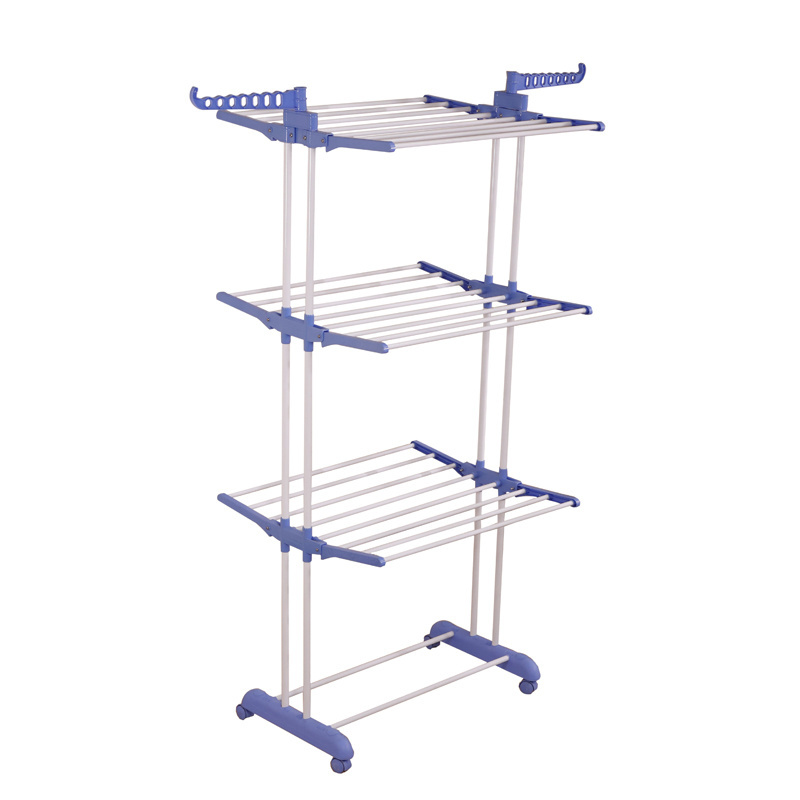 18M Three Tier Clothes Rack Folding Laundry Drying Rack Movable Drying Rack Clothes