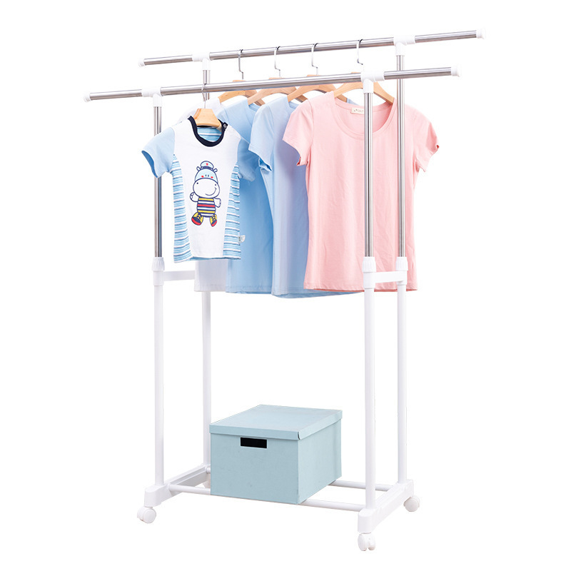 Good Quality Movable Foldable Extendable Clothes Double pole clothes rack