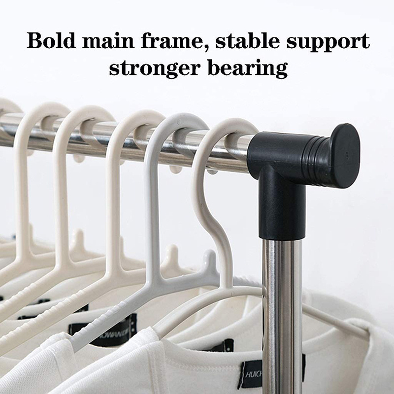 Simple Double Rod Clothing Metal Garment Rack for Hanging Clothes, Rolling Clothes Organizer Dryer