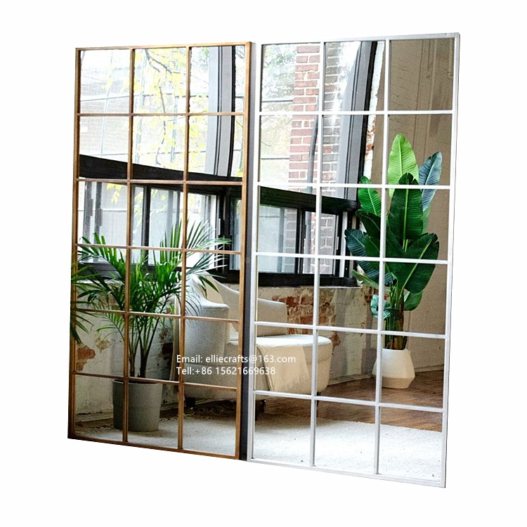 Bulk wholesale 80 90x180cm large black metal framed mirror iron window grid mirror multi panel mirror for wall and floor