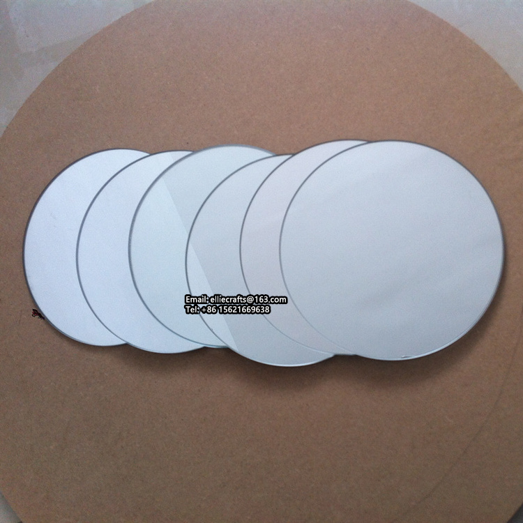 Factory wholesale small round mirror pieces, bathroom wall mirror tiles, frameless circle mirror sticker with beveled edges