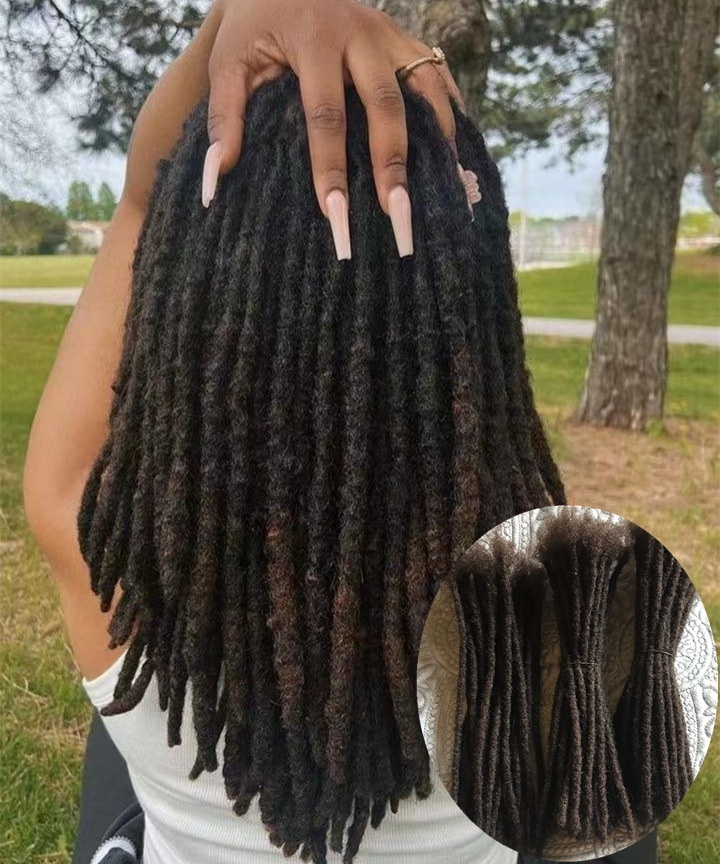 Stock Afro kinky Loc Extensions Human Hair 0.4cm 0.6cm 0.8cm Thickness Natural Black Best Human Hair Dreadlock Extensions