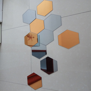 Espejos decorativos Self adhesive hexagonal mirror tiles home decorative glass wall mirror tiles