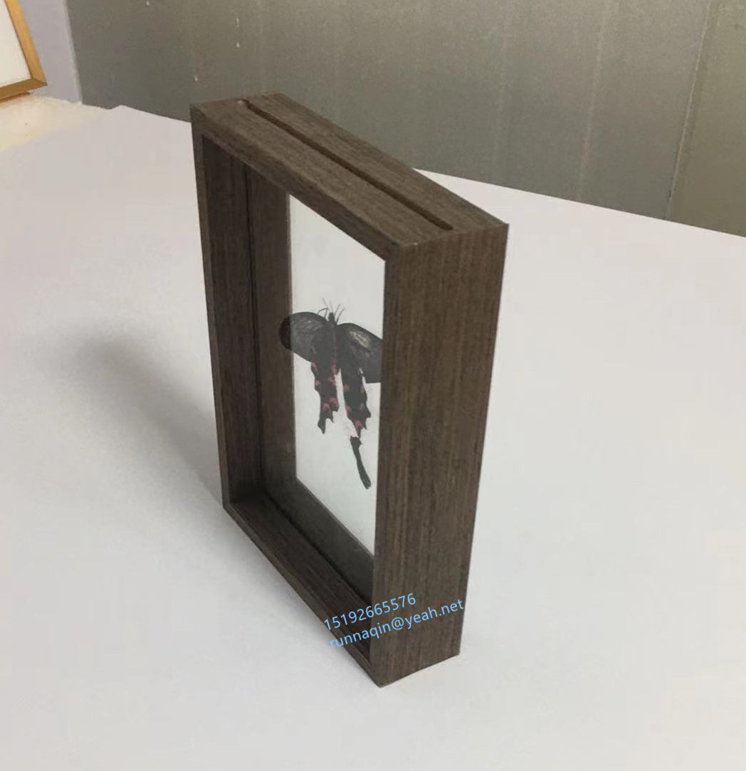 Wood Shadow Box Frames 6x8x10 Photo Frame with Polished Glass Display case for Photos Flowers Awards Insects double side frame