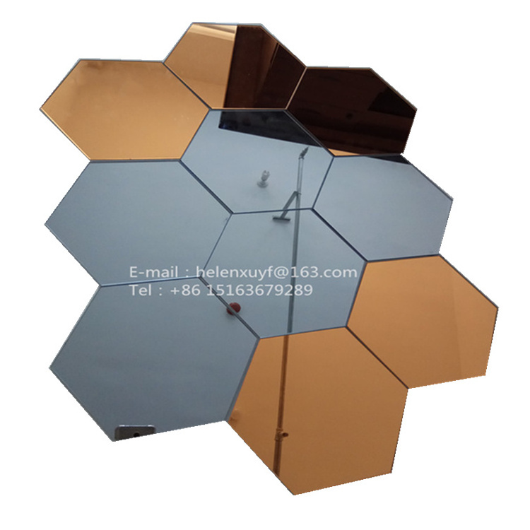 wholesale home decorative bronze self adhesive mirror / hexagonal mirror tiles / mosaic mirror tiles 18x21