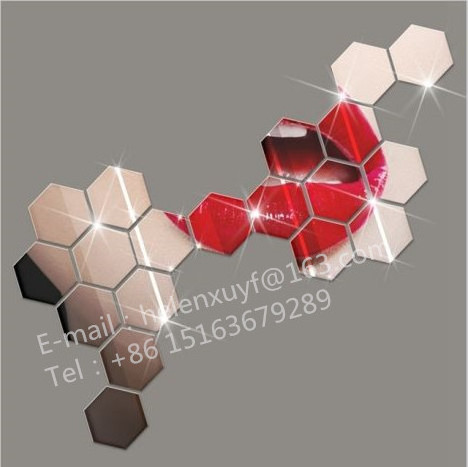 wholesale home decorative bronze self adhesive mirror / hexagonal mirror tiles / mosaic mirror tiles 18x21