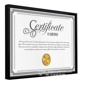 Customized Polished gold plate metal aluminium photo frames license A4 certificate frame