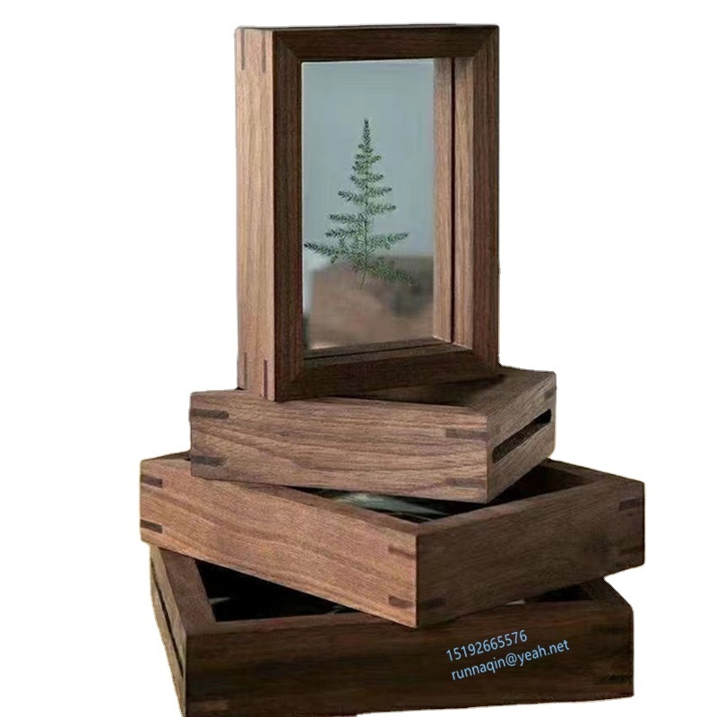 Wood Shadow Box Frames 6x8x10 Photo Frame with Polished Glass Display case for Photos Flowers Awards Insects double side frame