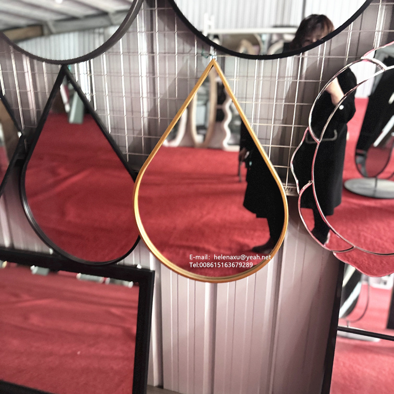 Metal Frame 27x17 Gold Metal Frame wall Decorative teardrop shape wall mirror