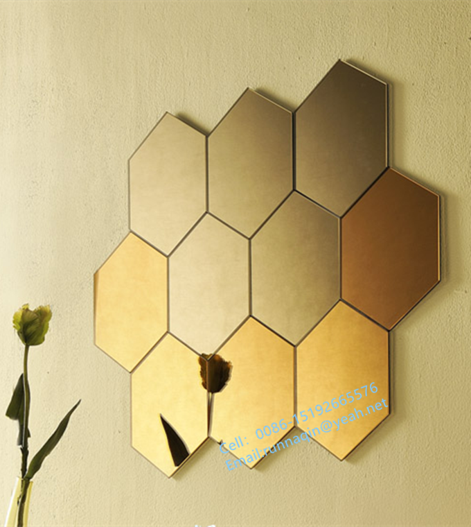 Small hexagon mirror tiles with   bevel mirror tiles in sets 18x21cm for wall   espejos frameless DIY mirrors