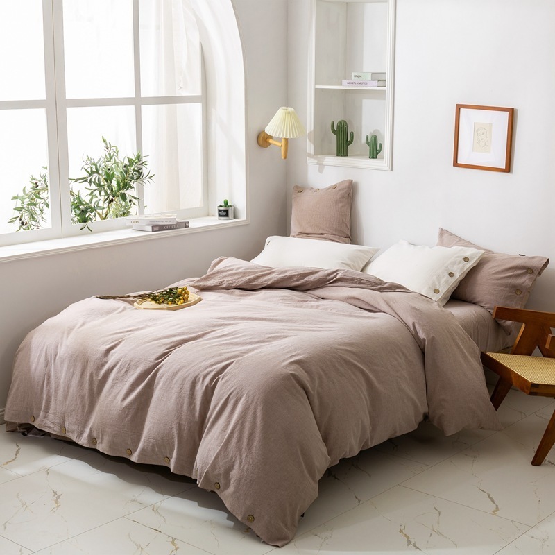 Plain simple bedspread comfortable natural fiber cotton linen quilt cover healthy sleep sheet