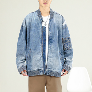 WJ-013 Winter collection acid washed jacket without hood denim varsity jacket bomber jeans jackets men