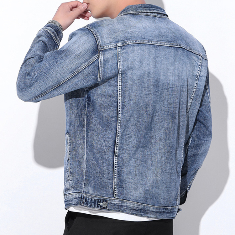 WJ-008 Manufacturer jeans distressed denim jacket acid washed blue ripped custom patch ropped denim jacket