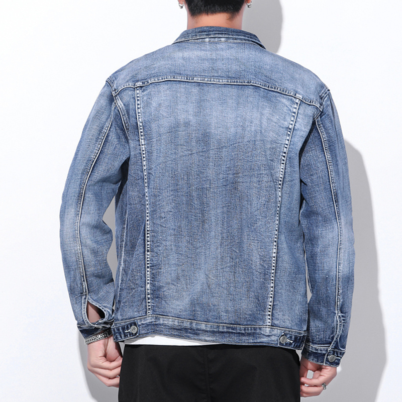 WJ-008 Manufacturer jeans distressed denim jacket acid washed blue ripped custom patch ropped denim jacket