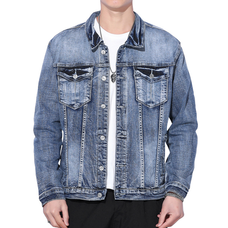 WJ-008 Manufacturer jeans distressed denim jacket acid washed blue ripped custom patch ropped denim jacket