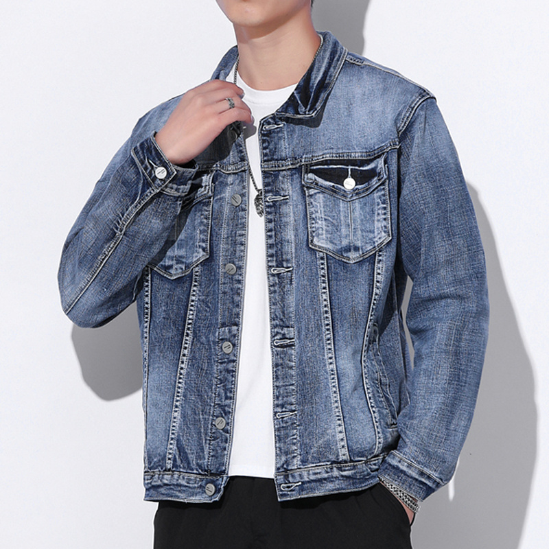 WJ-008 Manufacturer jeans distressed denim jacket acid washed blue ripped custom patch ropped denim jacket