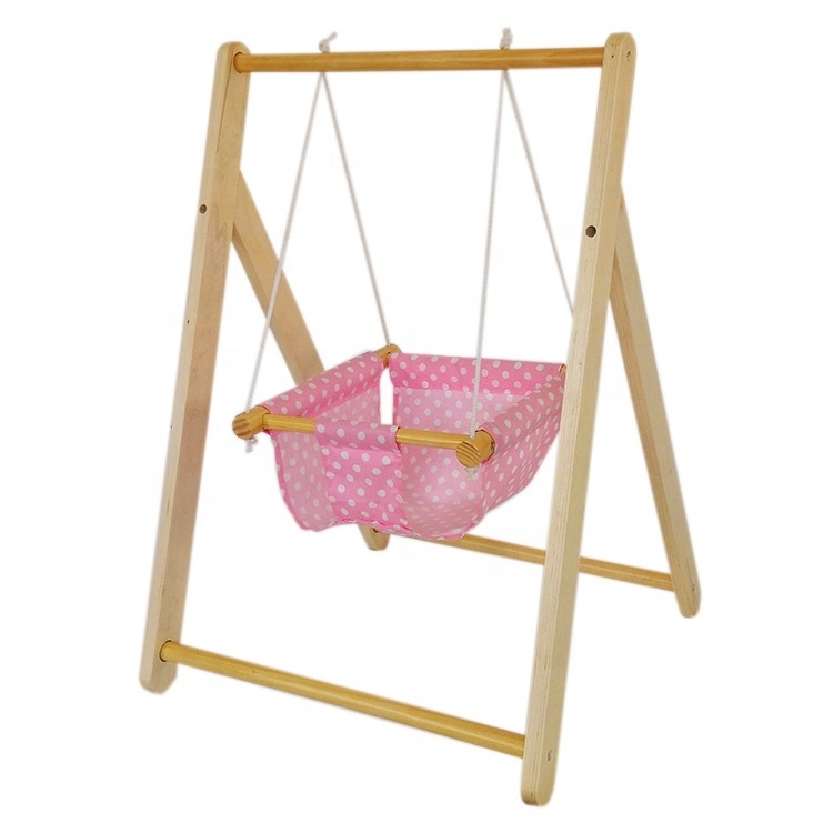 Factory price Swing For Dolls Swing Wood Doll Accessories Kid Toy Doll's Backyard Furniture