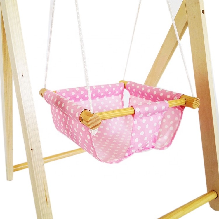 Factory price Swing For Dolls Swing Wood Doll Accessories Kid Toy Doll's Backyard Furniture