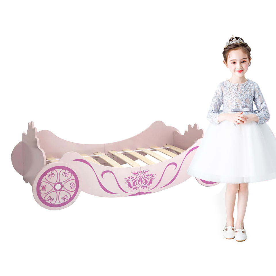 Factory Direct Promotional Modern Children Beds Toys Furniture Pink Wooden Children Car Bed for Boys Girls