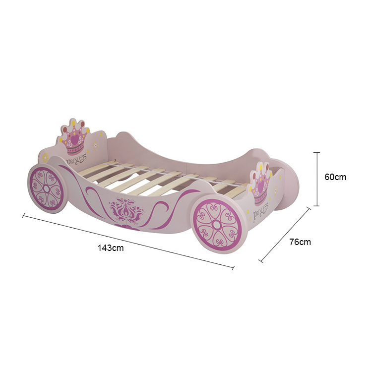 Factory Direct Promotional Modern Children Beds Toys Furniture Pink Wooden Children Car Bed for Boys Girls