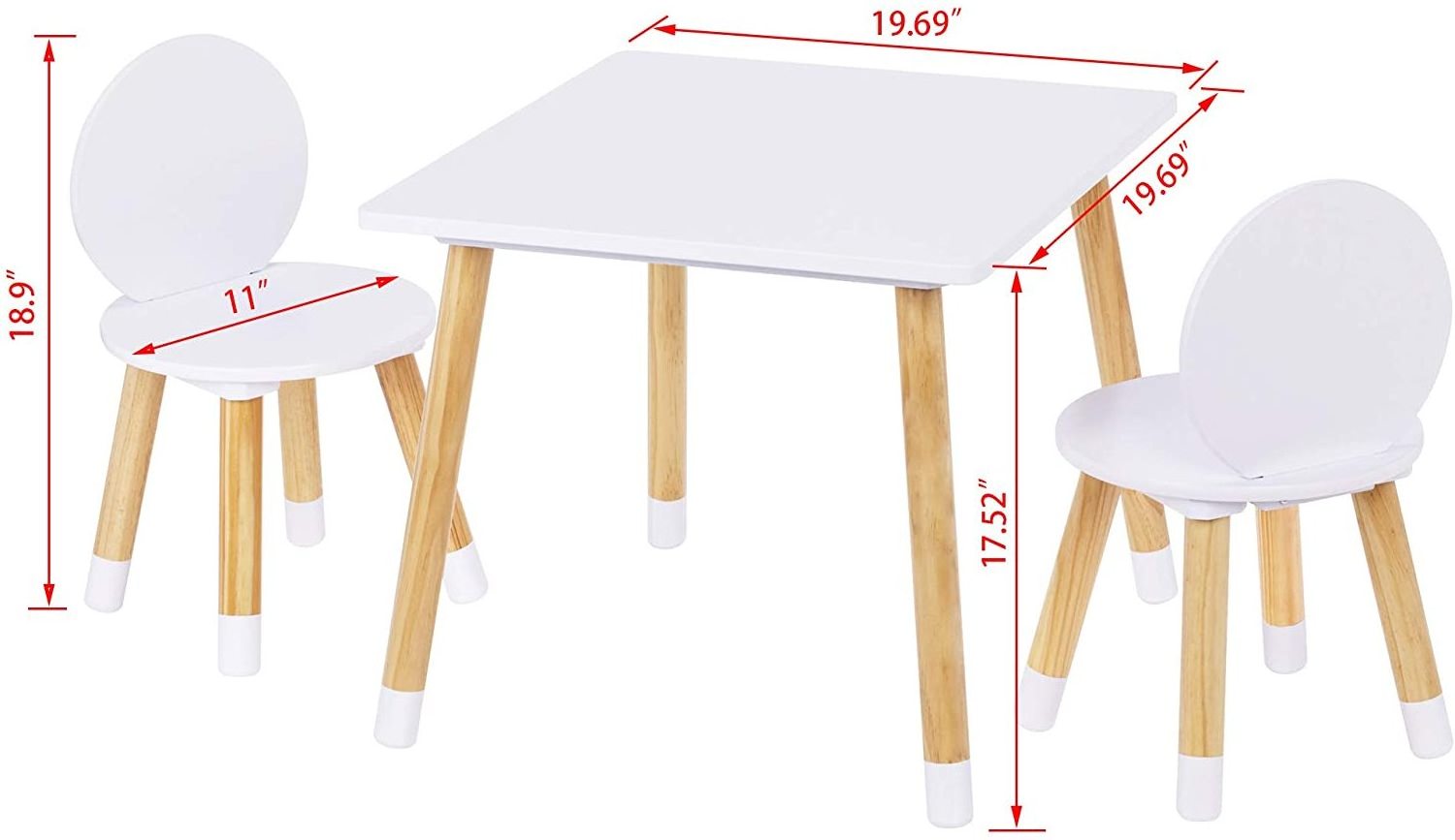 Hot sale White 3 Piece Kiddy Table Chairs Set Kids Table with 2 Chairs Set for toddlers