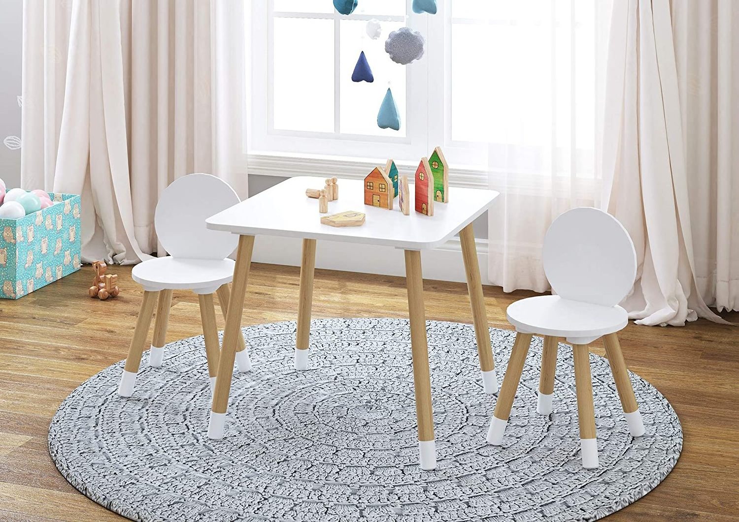 Hot sale White 3 Piece Kiddy Table Chairs Set Kids Table with 2 Chairs Set for toddlers