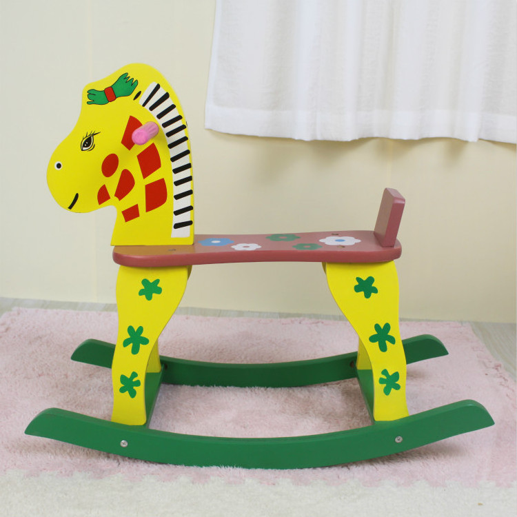 2023 yellow zebra baby rocking horse  Children Horse Riding Rocking Horse Zebra Kids Baby Modern Funny Animal High Quality Toy