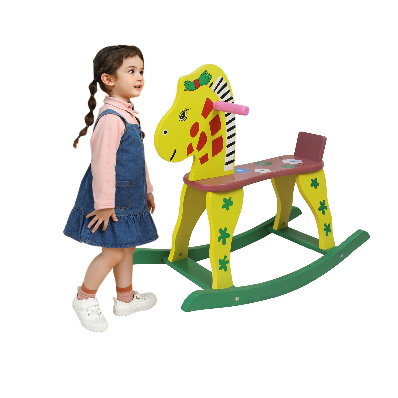 2023 yellow zebra baby rocking horse  Children Horse Riding Rocking Horse Zebra Kids Baby Modern Funny Animal High Quality Toy