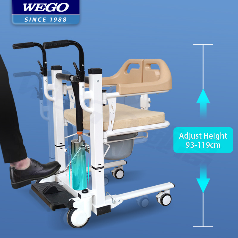 WEGO hydraulic Medical Portable Electric Hydraulic Toilet Wheelchair Move Elderly Patient Nursing Transfer Lift Commode Chair