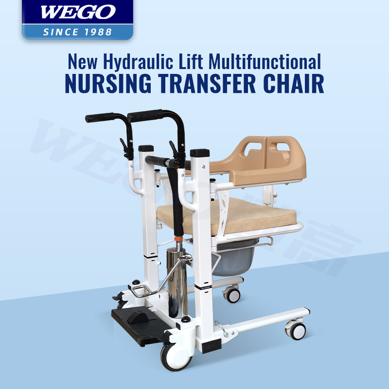 WEGO hydraulic Medical Portable Electric Hydraulic Toilet Wheelchair Move Elderly Patient Nursing Transfer Lift Commode Chair