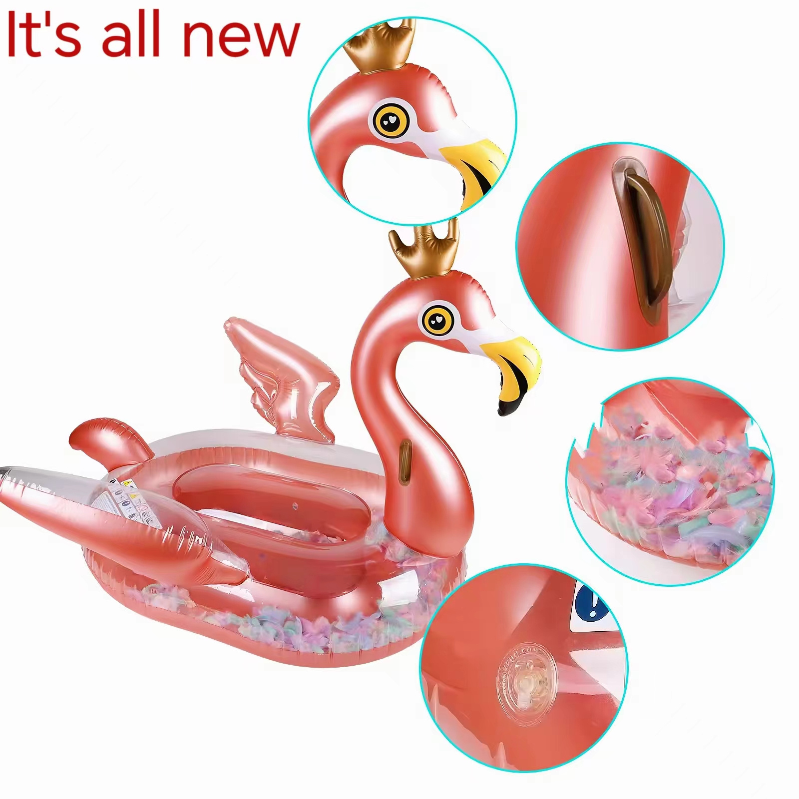 Customized Inflatable Rose Gold Flamingo Water Park Beach Toy Pool Toy Ride toy Outdoor Flamingo Pool float