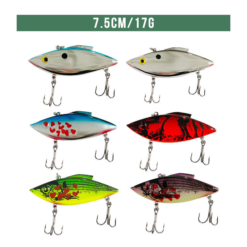 DN 7.5cm/17g vib fishing lures 6.5cm/12g hard bait vib lure with strong fishing hook lipless crankbait