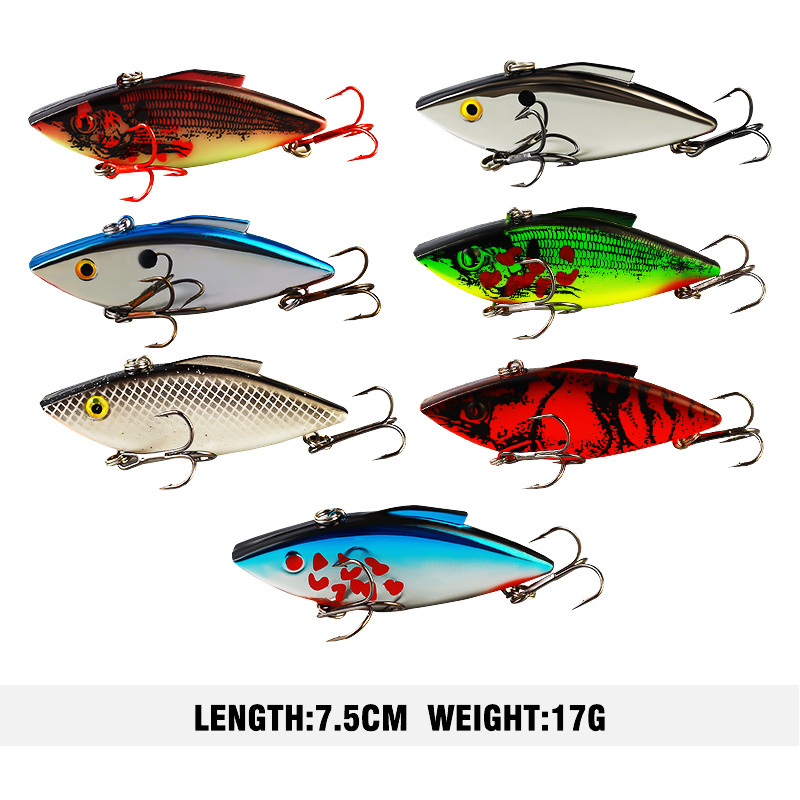 DN 7.5cm/17g vib fishing lures 6.5cm/12g hard bait vib lure with strong fishing hook lipless crankbait