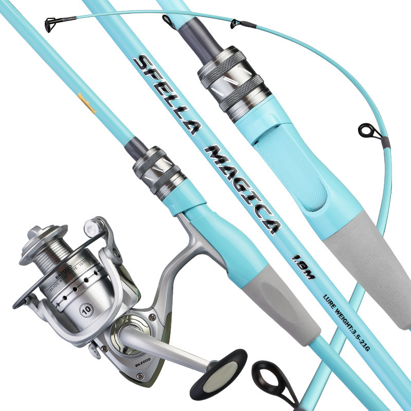 1.8m,2.1m Fiberglass Spinning Fishing rod combo Fishing Rods and Reel Combo Full Kit