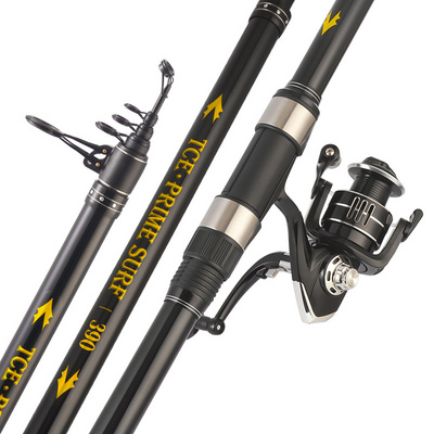 3.6m,3.9m,4.2m,4.5m wholesale fishing rods and reels saltwater telescopic rods surf fishing rod and reel combo set