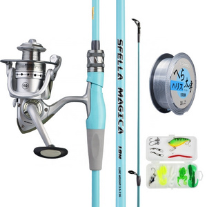 1.8m,2.1m Fiberglass Spinning Fishing rod combo Fishing Rods and Reel Combo Full Kit