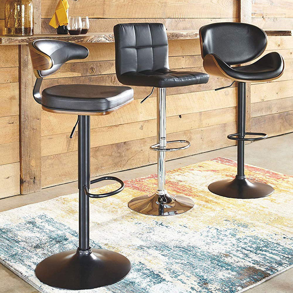 Huzhou Anji furniture bent wood bar stools chairs with adjustable height and 360 degree rotation