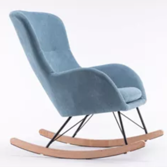 wooden legs high quality living room relax leisure velvet fabric modern rocking chair