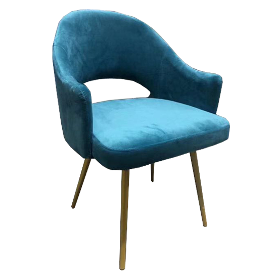 Velvet Flowered Armchair Flower Shape Accent Chair with Golden Legs for Home Living Room