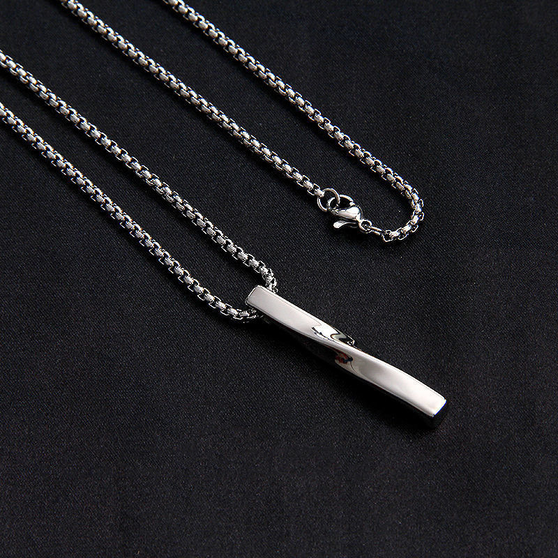 Hot Classic Rectangle Pendant Necklace Men Stainless Steel Cuban Chain Necklace For Men Jewelry Gift