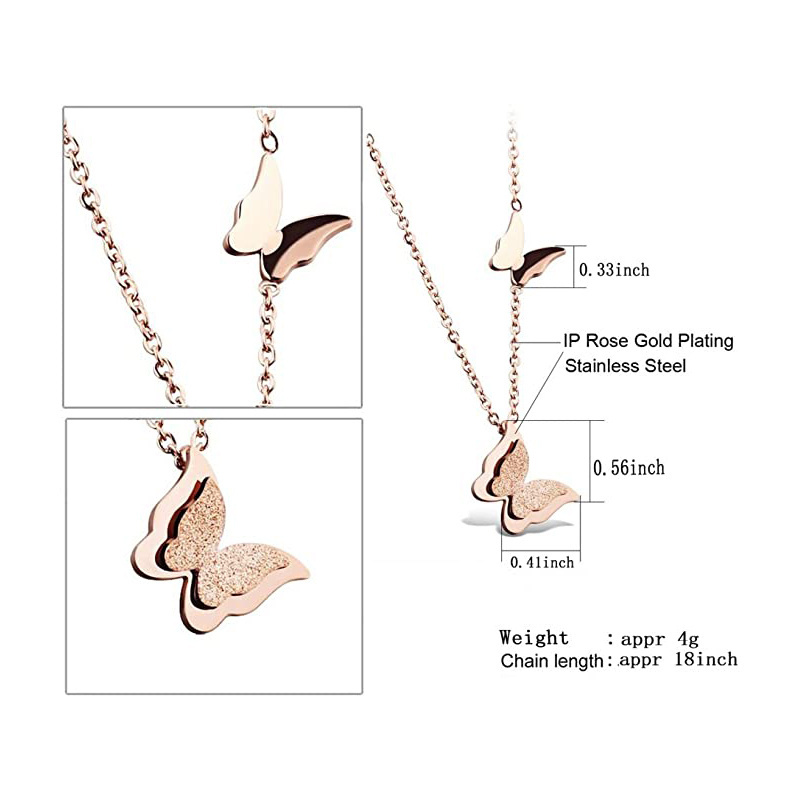 Fashion Double-layer Butterfly Necklace Jewelry Stainless Steel Women Necklaces For Engagement Accessories