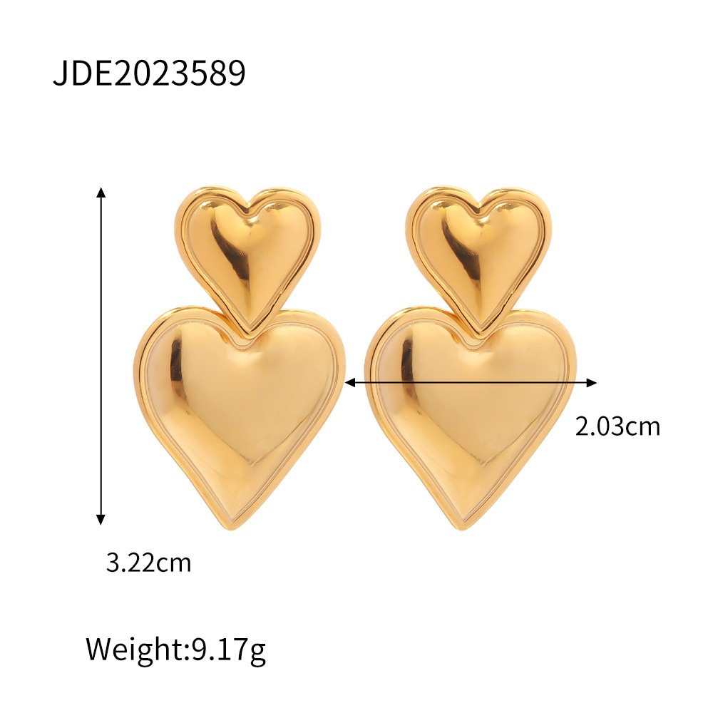 hot sale vintage stainless steel pendant metal drop earrings women custom heart stud earring stainless steel