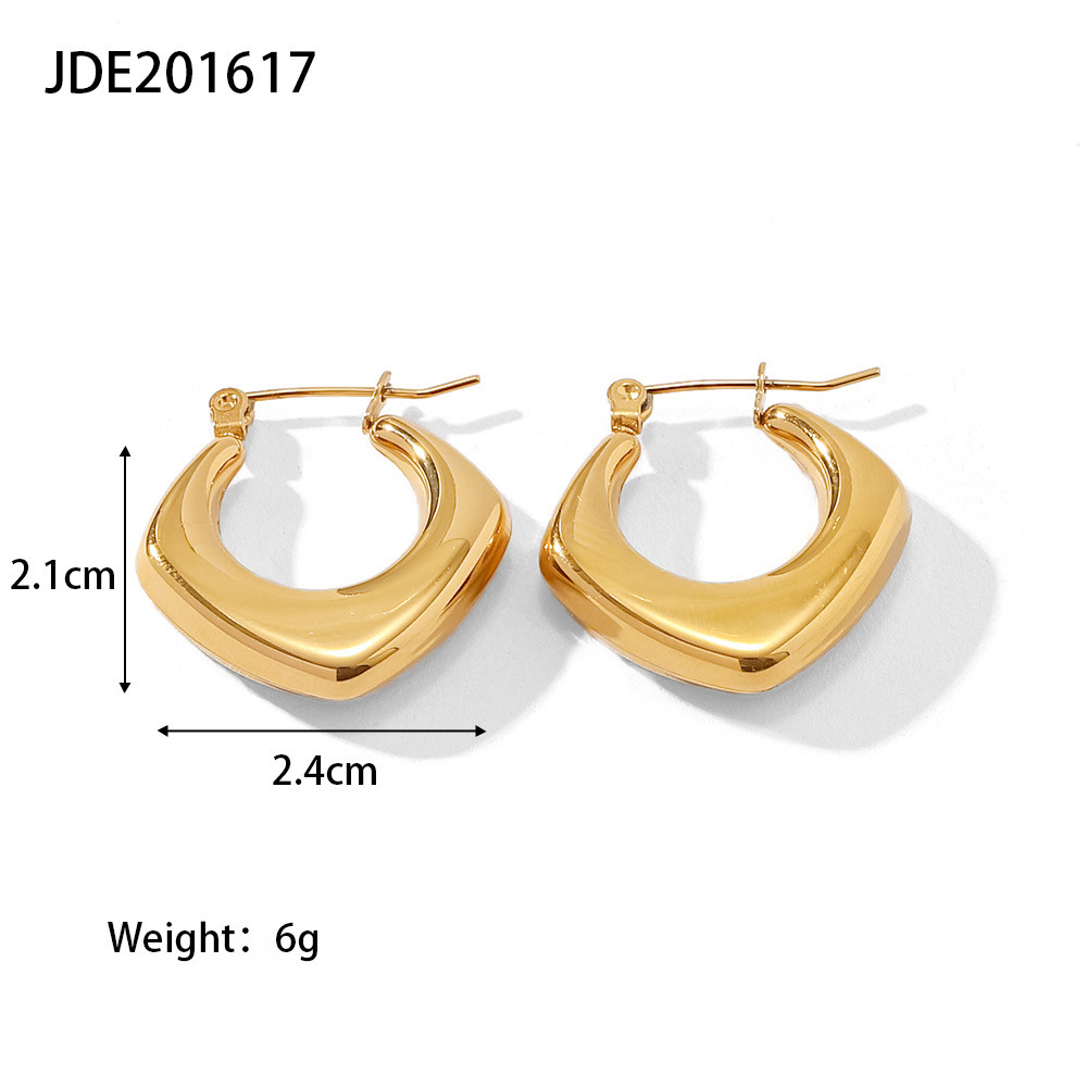 hot sale glossy hollow hoop stainless steel earrings 18k gold big sparkle earring heart cuffs stainless steel