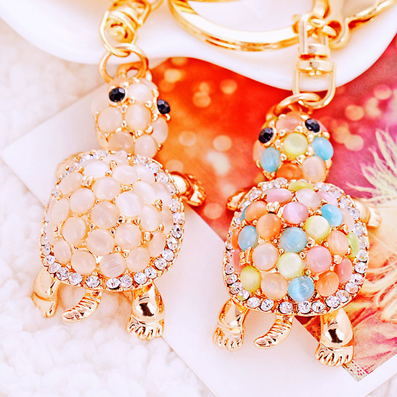 Fashion Cute Pendant Bag Car Keyring Colorful Rhinestone Animal Turtle Keychain