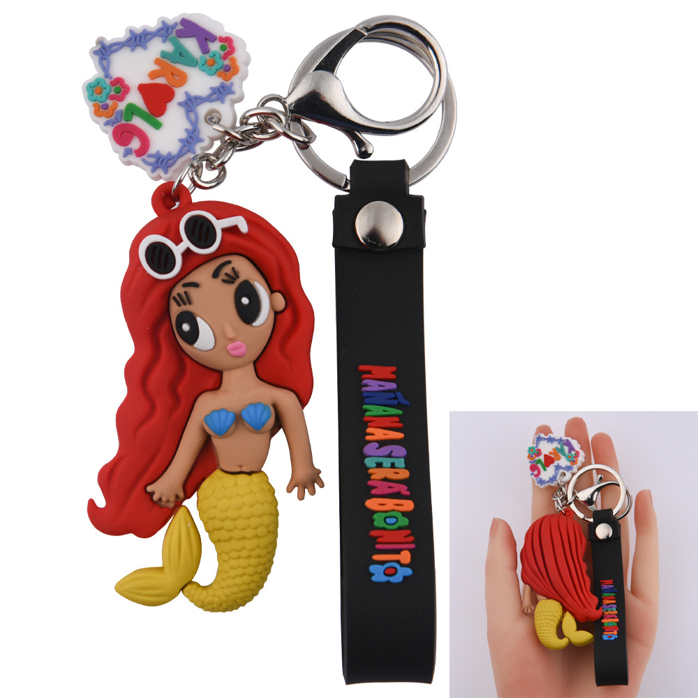 Hot Karol G and Bad Bunny Keychain Croc Charms 3D Mermaid Taylor Keyring