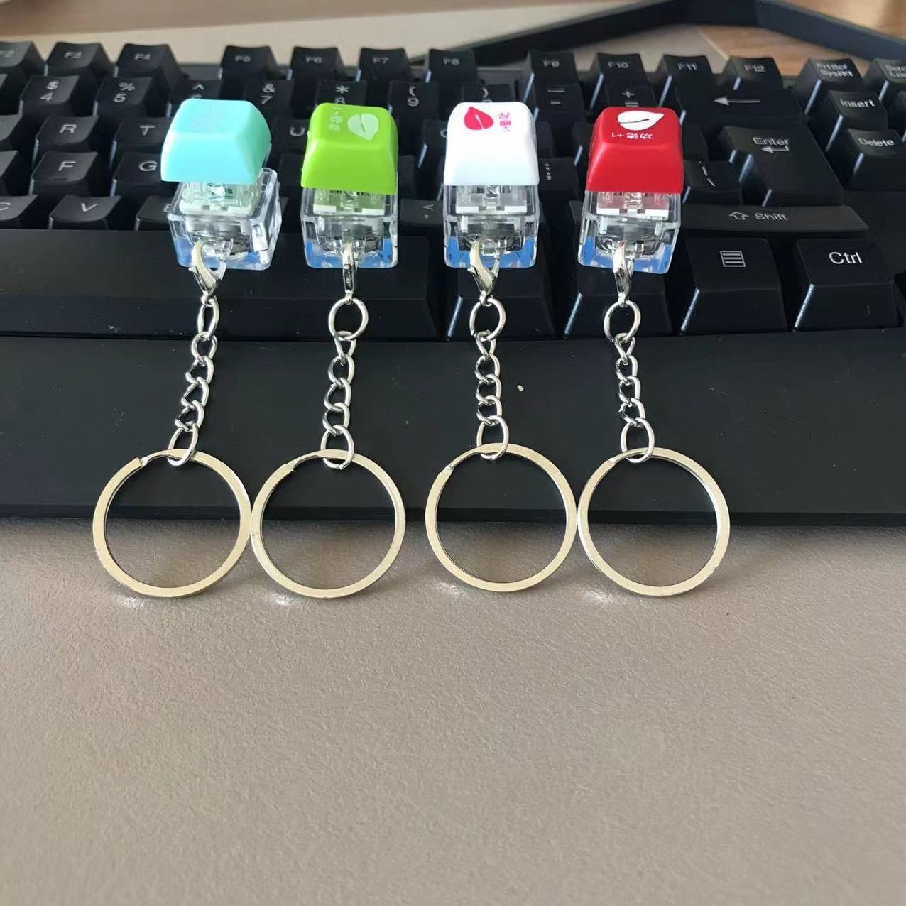 Mechanical Switches Keychain For Keyboard Switches Tester Kit Led Light Red Keycap Pendant