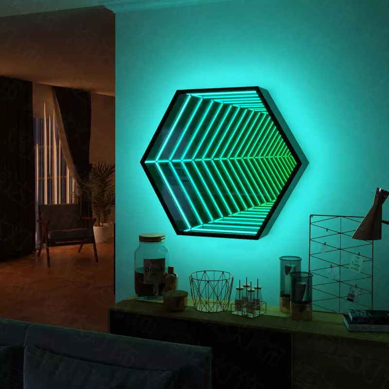 Mirror Tunnel Light Remote and APP Control LED Infinity Wall Mirror Frame with Multi Color Changing Light LED Party Home Decor