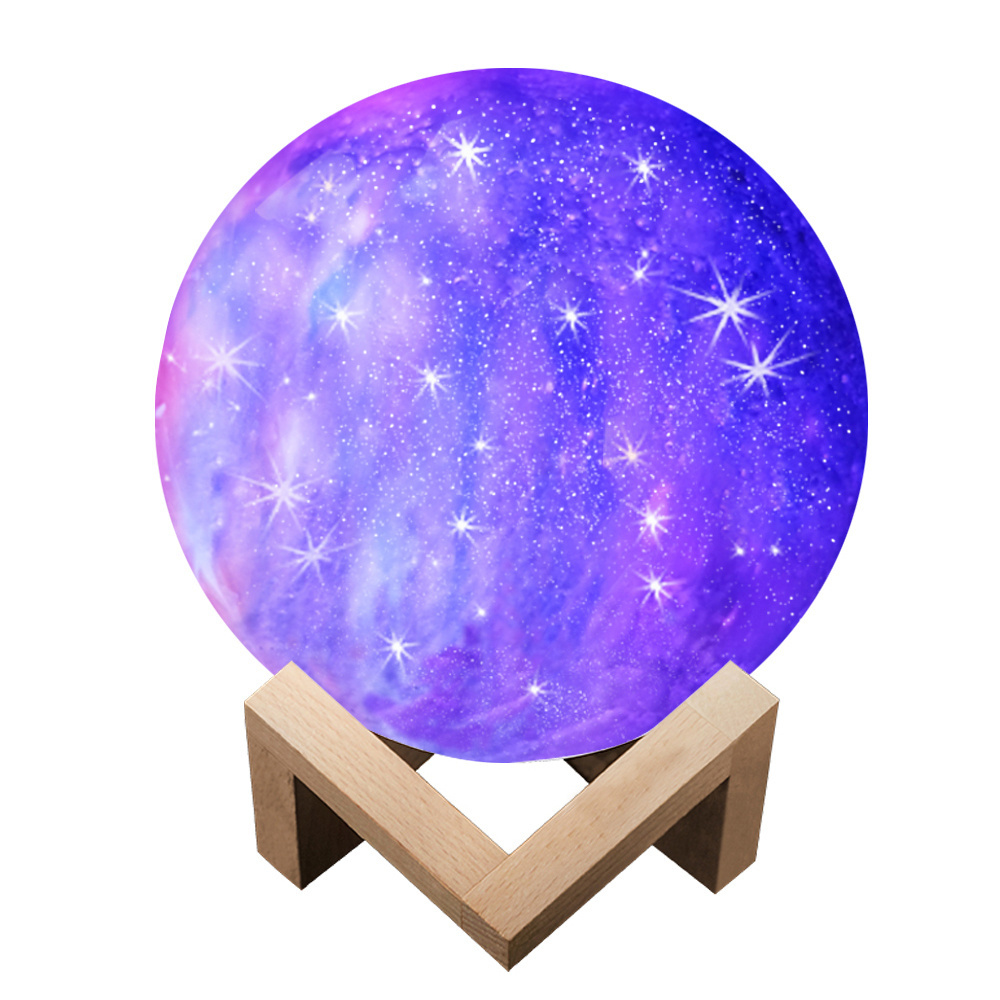 wholesale 3d smart kids christmas planet rgb 16 color moon shaped touch light lamp bed room